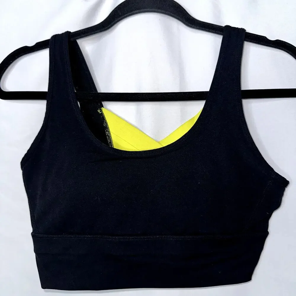 Zyia Active Women's Size Small Black Yellow Criss Cross Sports Bra